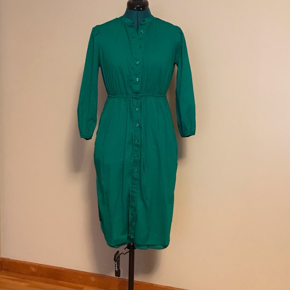 J. Crew Tie-waist Cotton Voile Midi Dress, in Irish Clover, Size 4P